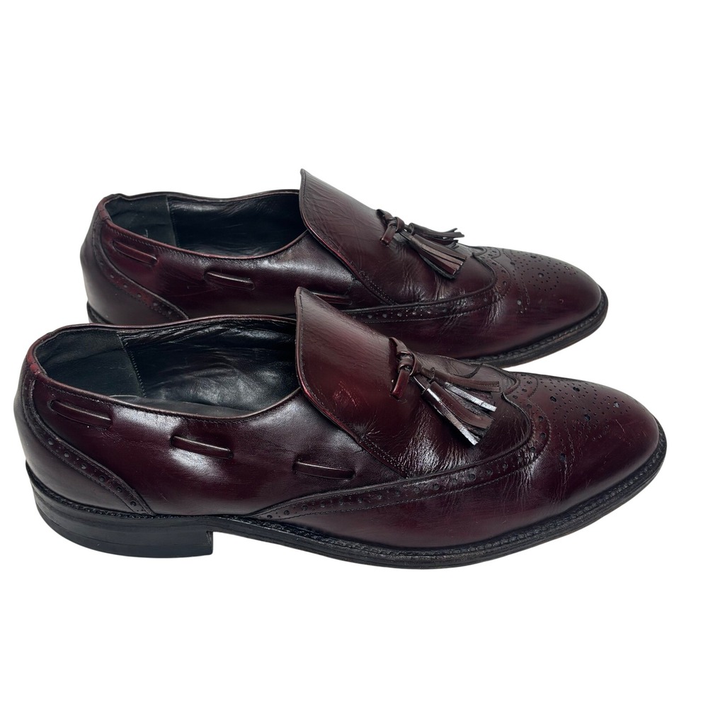Red Wing Tassel Wingtip Loafers Men 8 Burgundy Leather Dress Shoes Dark Academia